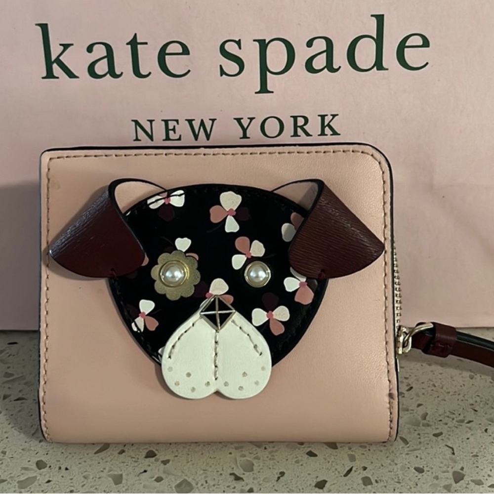 Kate Spade Dog Wallet Kate Spade Pink Dog Compact zip Wallet Rare Kate Spade